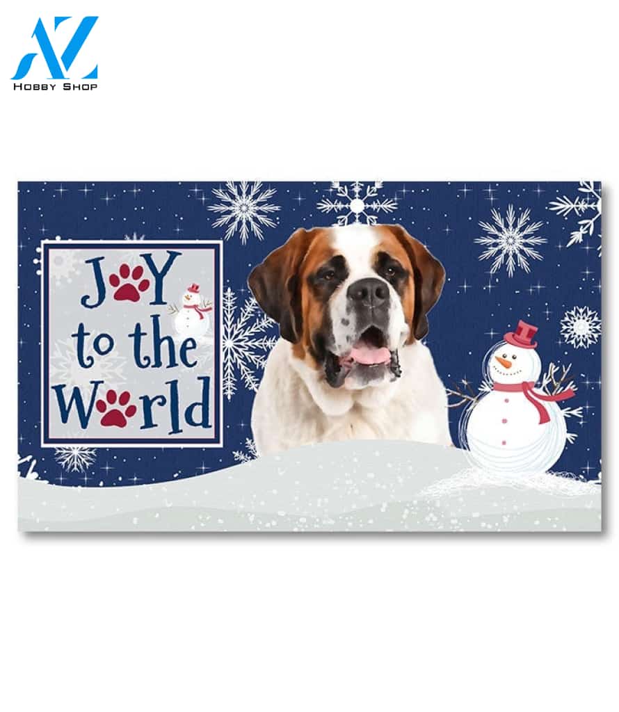 Christmas Snowflakes Saint Bernard Doormat - 18" x 30"