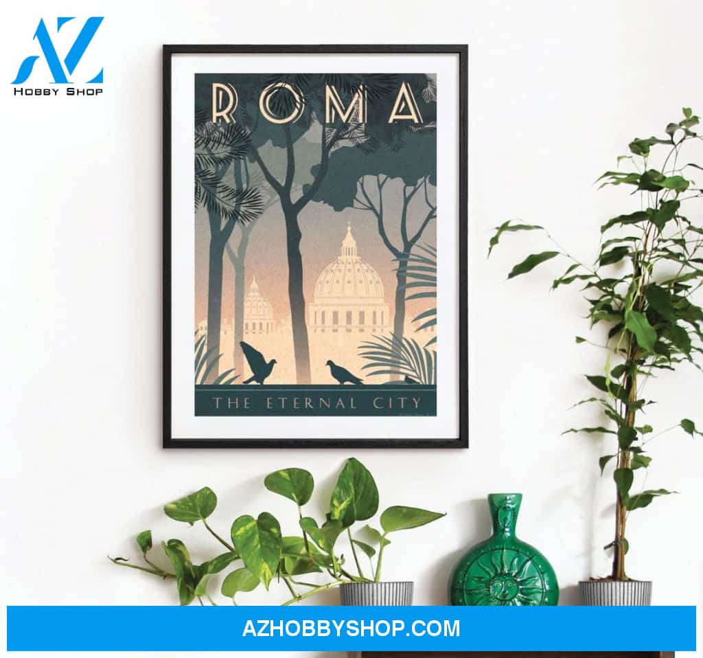 Cityscape Travel Holiday Romantic Bahaus 1930's Roma Canvas And Poster, Wall Decor Visual Art