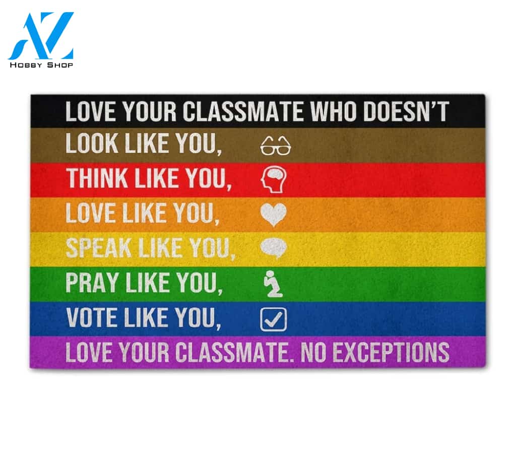 Classroom Love Your Classmate Doormat Indoor And Outdoor Mat Entrance Rug Sweet Home Decor Housewarming Gift Gift For Classroom Friend Family Stem Feminist