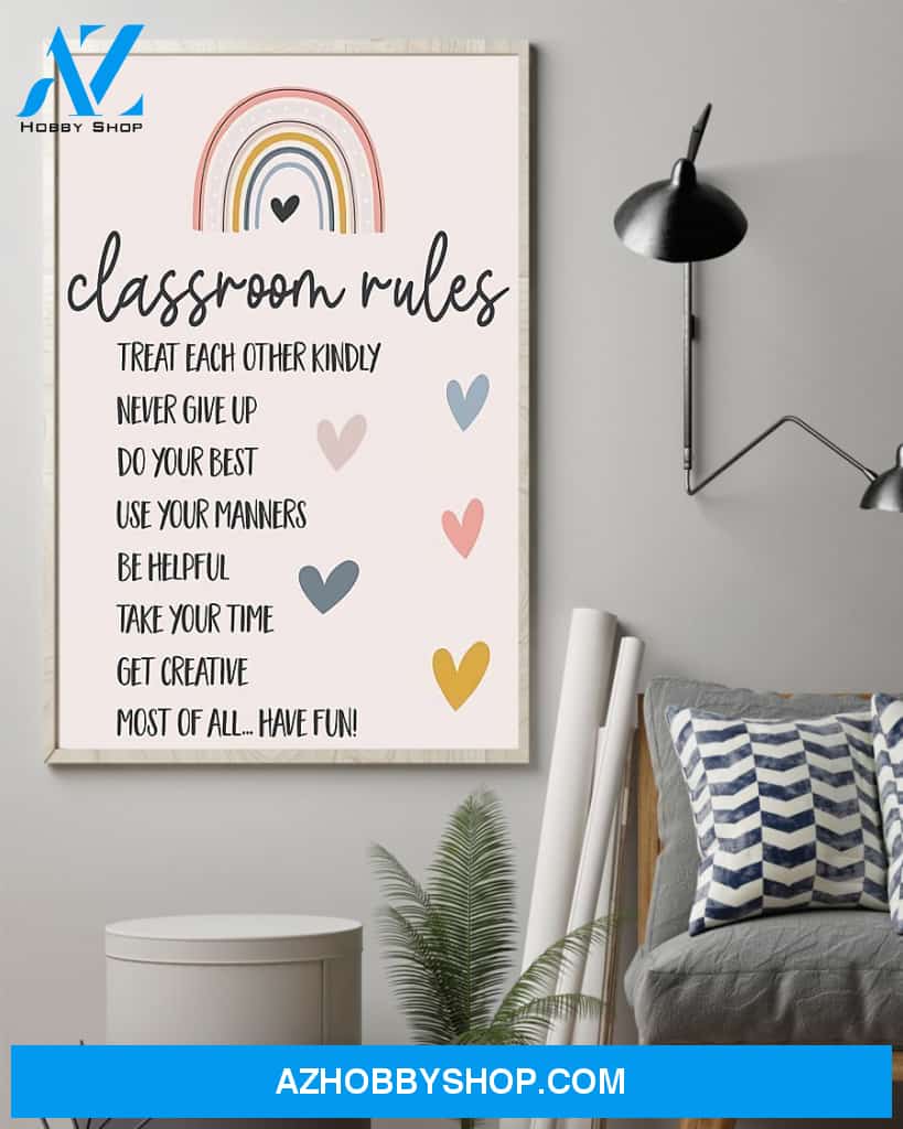 Teacher Classroom Canvas Classroom Rules, Student Wall Art Back to School Gift for Teacher