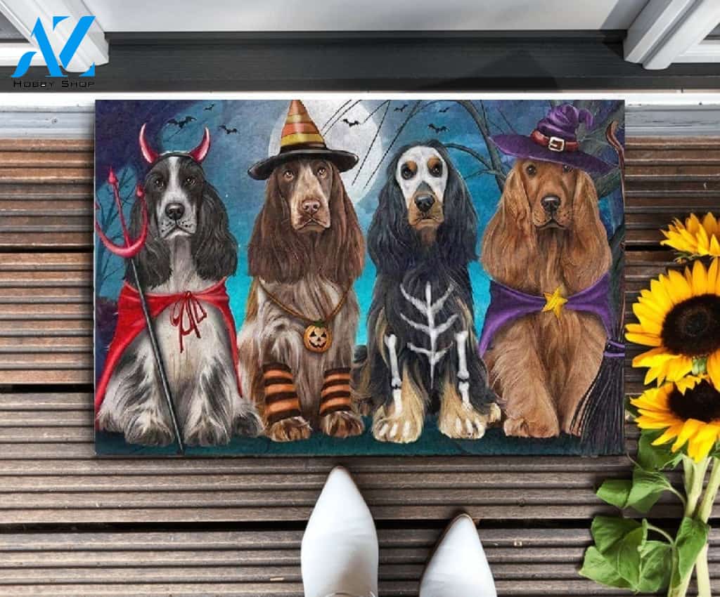 Cocker Spaniel Dog Happy Halloween Day Doormat Welcome Mat Housewarming Gift Home Decor Gift For Dog Lovers Funny Doormat Gift Idea For Halloween
