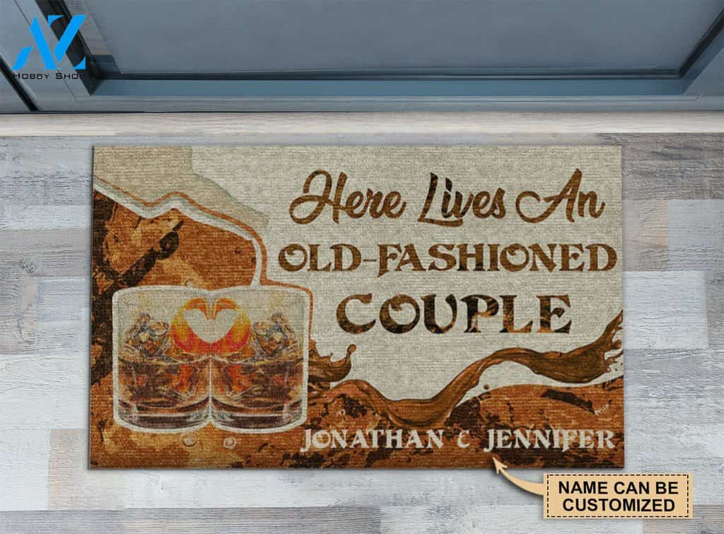 Cocktail Old-fashioned Couple Custom Doormat | Welcome Mat | House Warming Gift