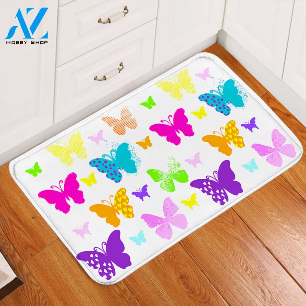 Colorful Butterflies Door Mat