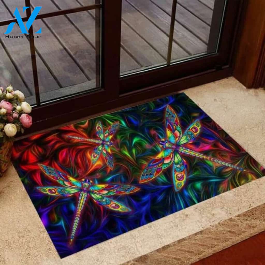 Colorful Dragonflies Doormat