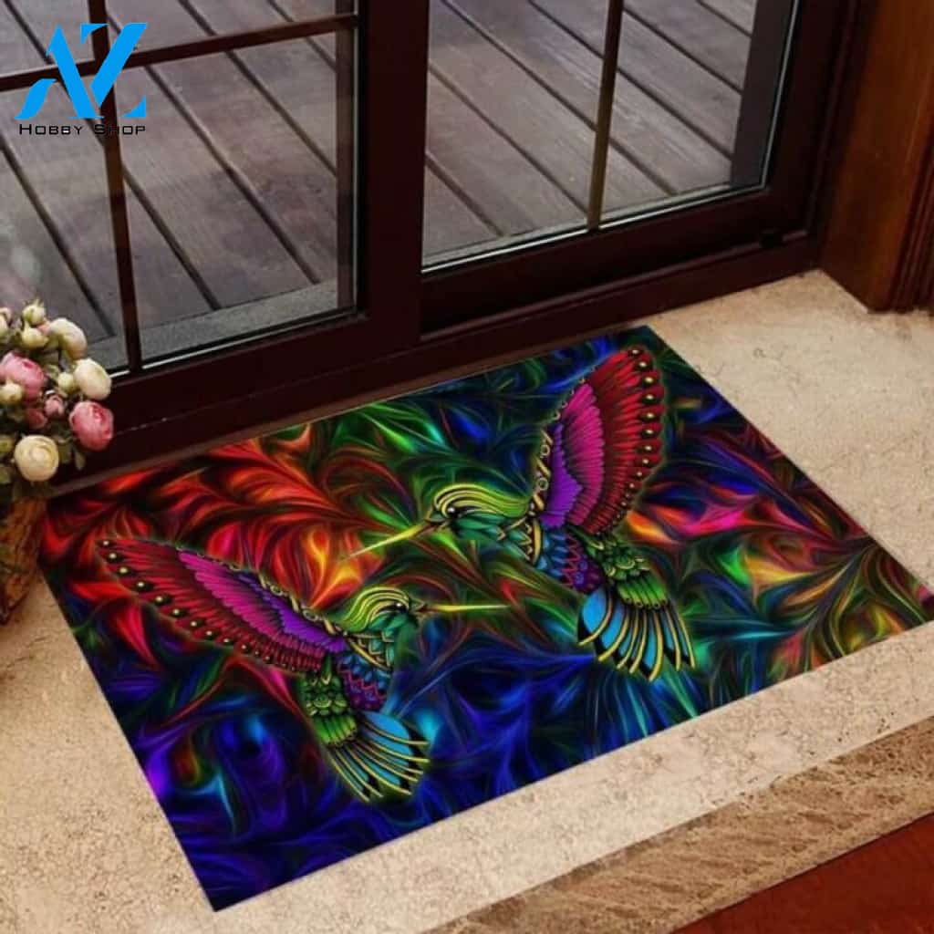 Colorful Hummingbirds Doormat | Welcome Mat | House Warming Gift
