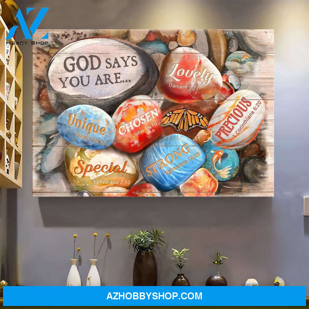 Colorful stones - God says you are Jesus Landscape Canvas Prints, Wall Art