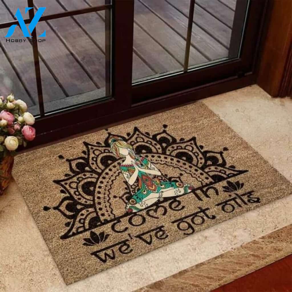 Come In Yoga Coir Pattern Print Doormat | Welcome Mat | House Warming Gift