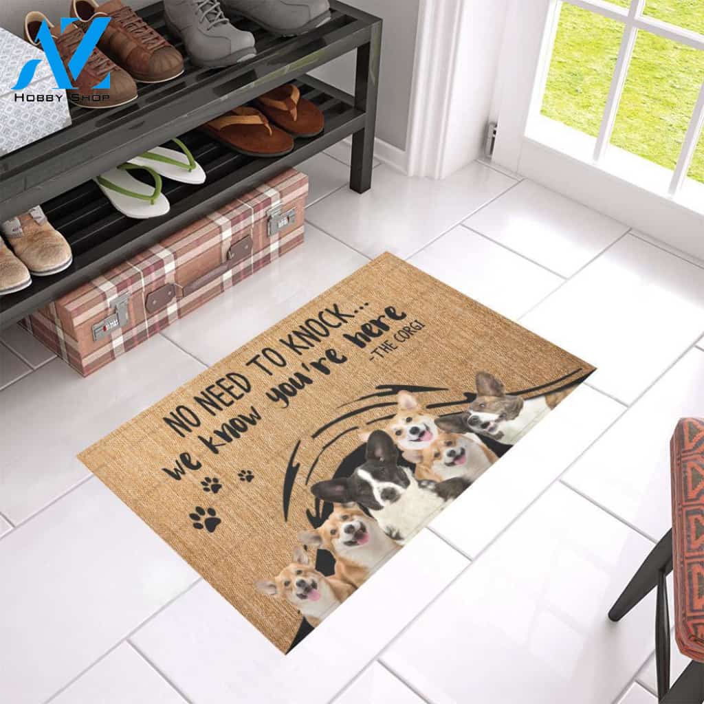 Corgi No Need To Knock doormat | Welcome Mat | House Warming Gift