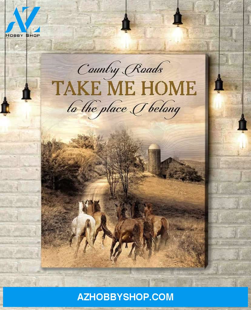Country Roads Horse Wall Art Canvas