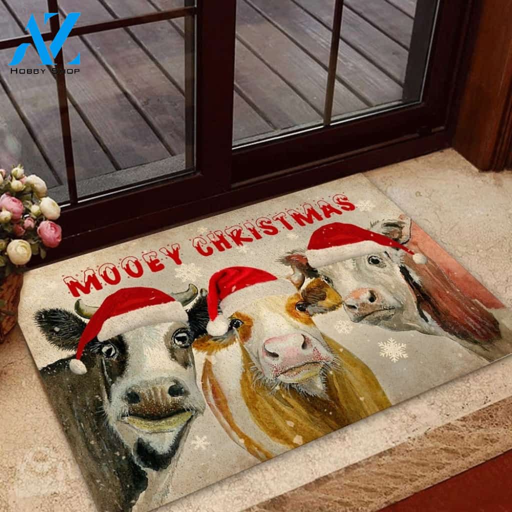 Cow Mooey Christmas Indoor And Outdoor Doormat Warm House Gift Welcome Mat Farmhouse Funny Doormat Gift For Christmas Birthday Gift