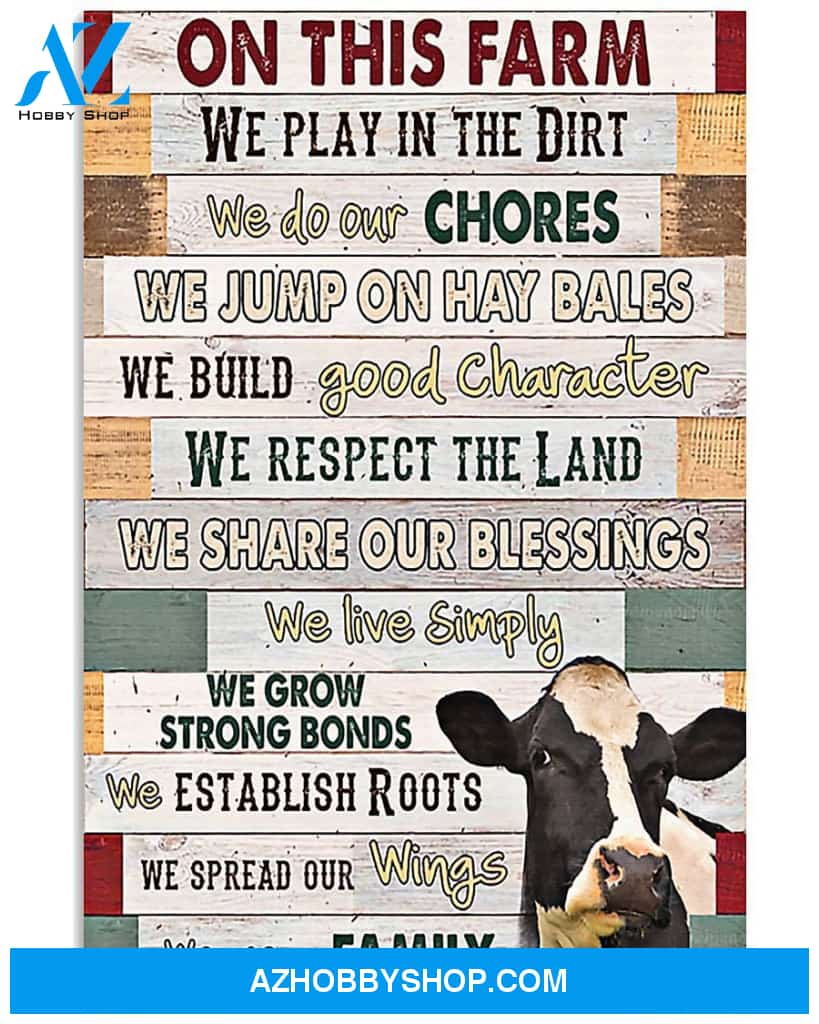 Cow We Are Family Vertical Canvas - Wall Decor Visual Art