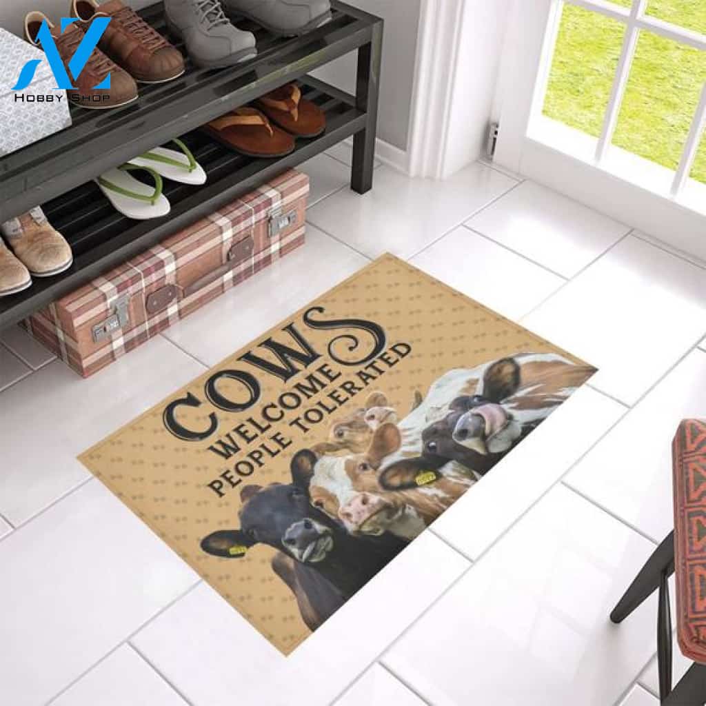 Cows Welcome People Tolerated Funny Indoor And Outdoor Doormat Warm House Gift Welcome Mat Birthday Gift For Cow Lovers Farm Farmer