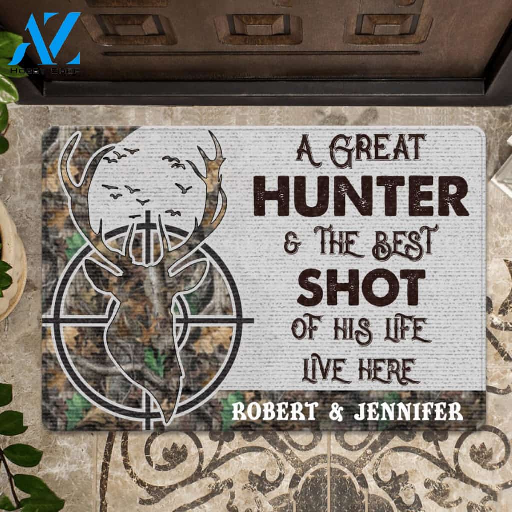 Custom A Great hunter and the best shot of his life Doormat | Welcome Mat | House Warming Gift