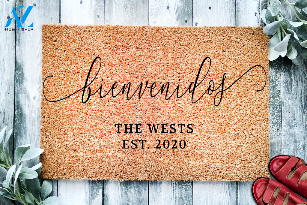 Custom Name & Year Bienvenidos Doormat | Welcome Mat | House Warming Gift