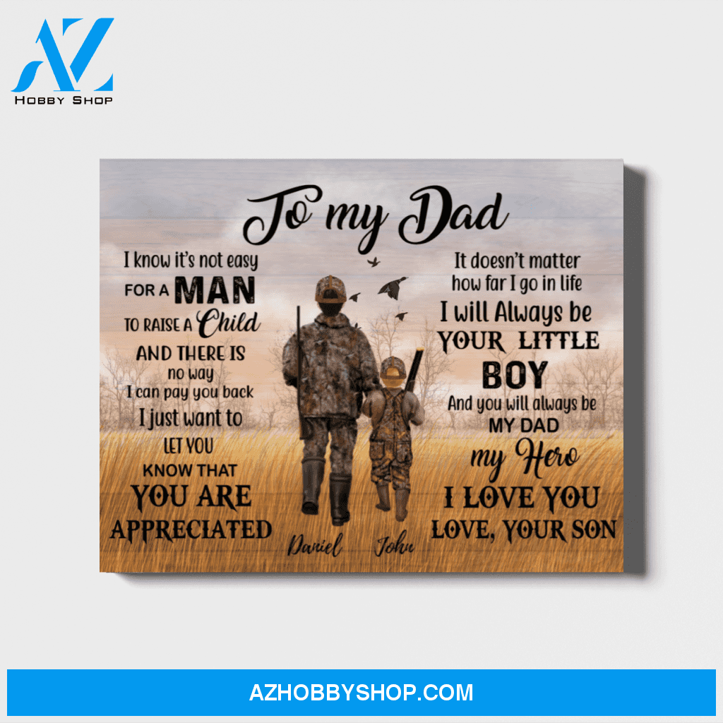 Custom To My Dad Hunting Personalized Landscape Canvas Gift for Father Hunting Lovers
