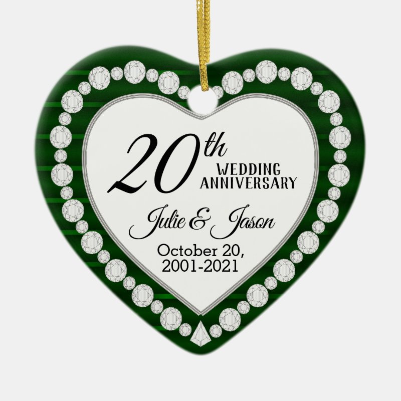 Custom - 20Th Wedding Anniversary Emerald Green Ceramic Ornament