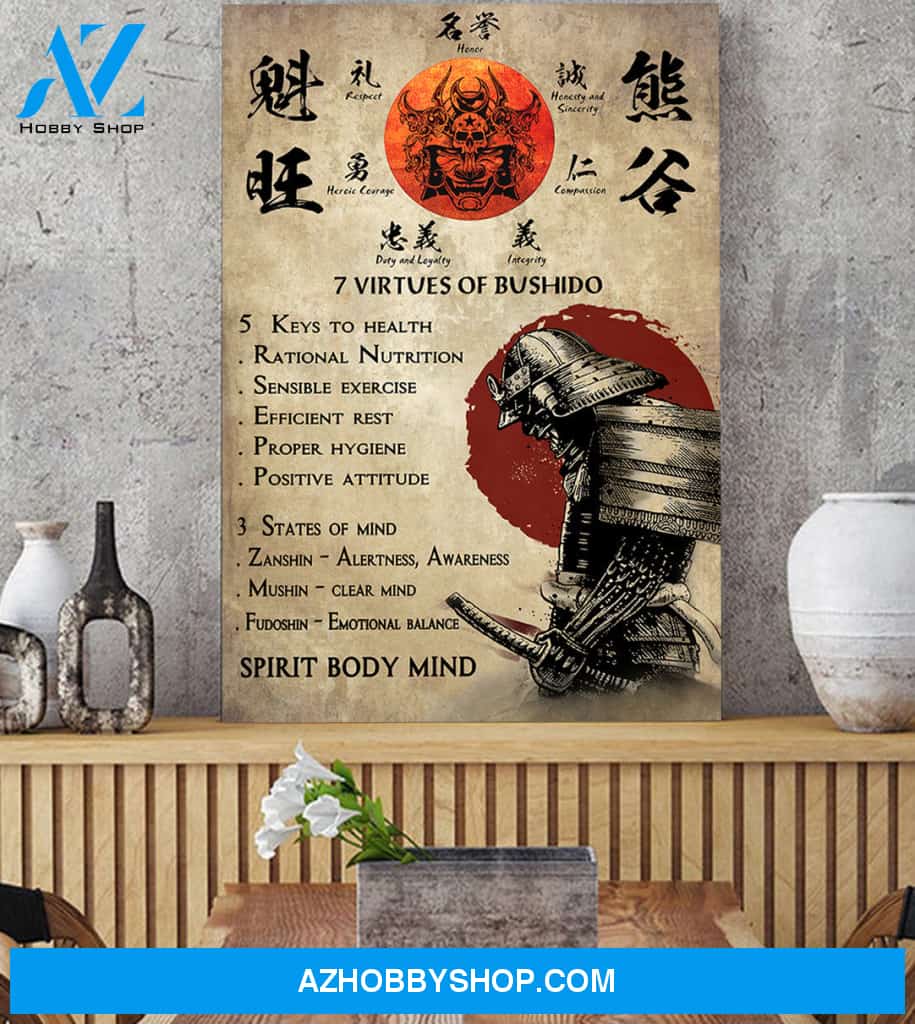 Qh914 Customizable Samurai Poster 7 Virtues Of Bushido