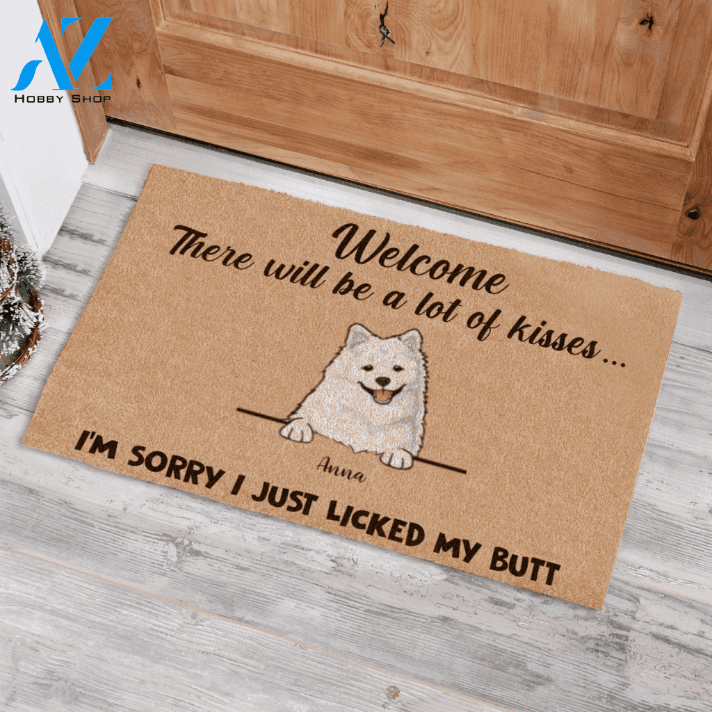 Cute Dog I'm Sorry I Just Licked My Butt Custom Name Printed Doormat Home Decor