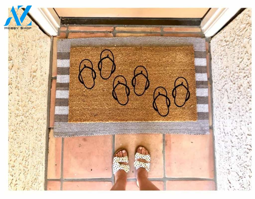 Cute Flip Flops - Summer Doormat Welcome Mat House Warming Gift Home Decor Funny Doormat Gift Idea