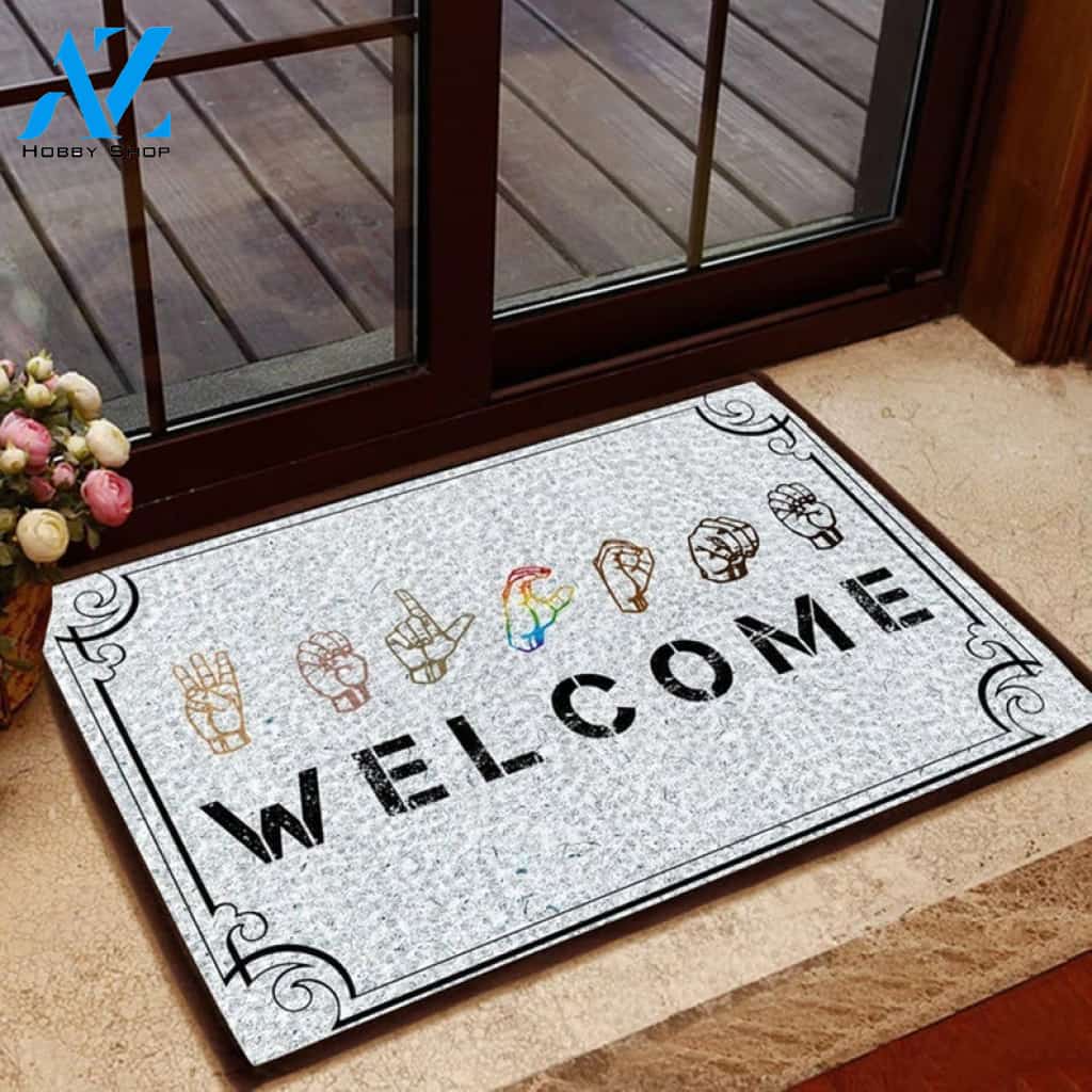 Cute LGBT - Diversity Hands Inclusion & Kindness Welcome Doormat Warm House Gift Welcome Mat Gift For Friend Family