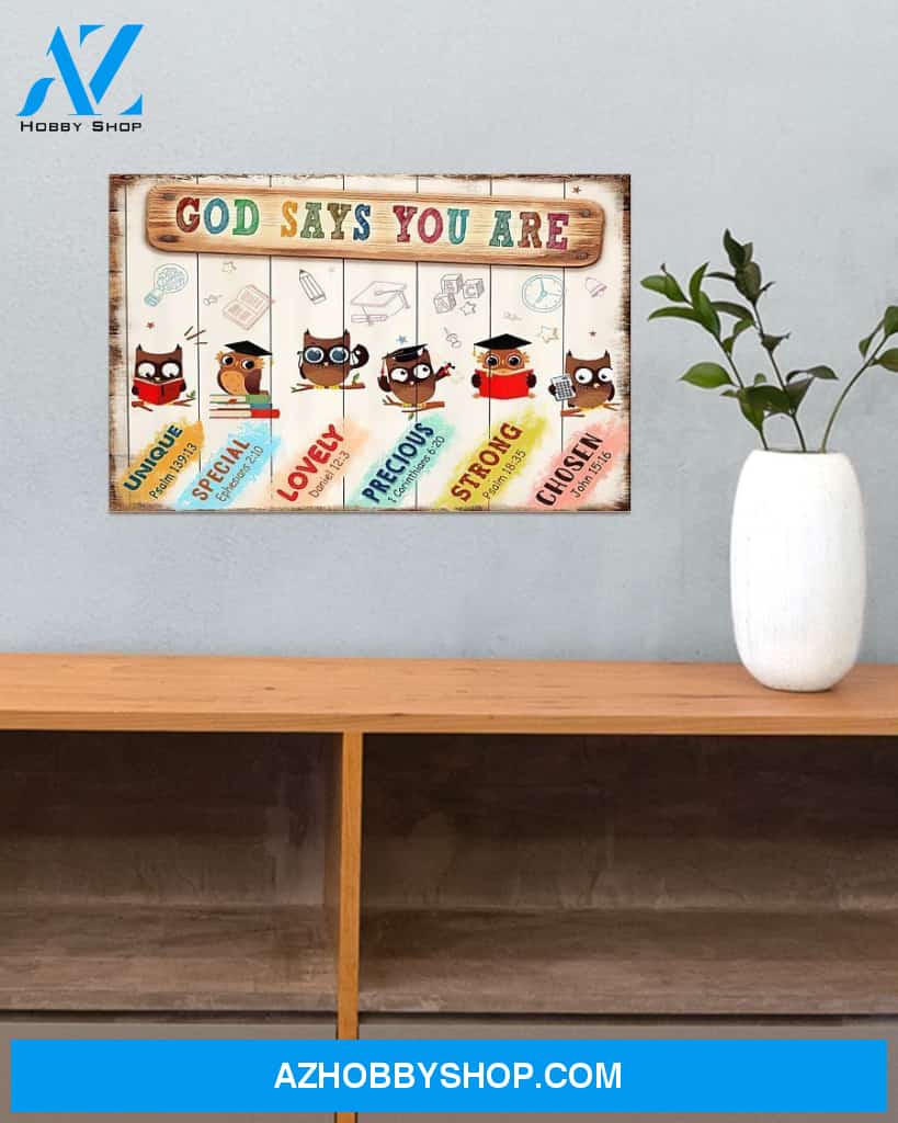 CUTE OWL GOD SAYS TEACHER CANVAS