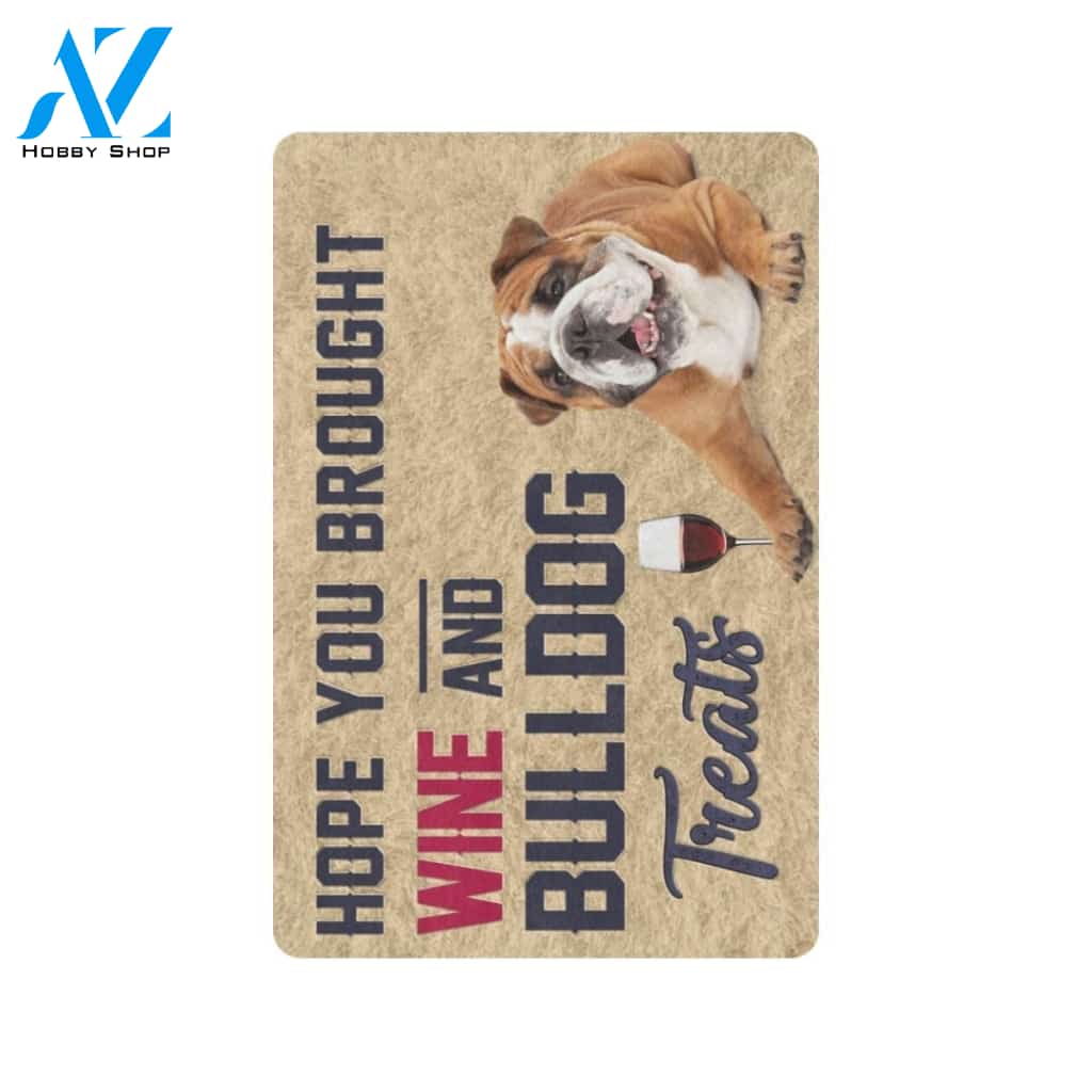 Cute Wine And Bulldog Printed Doormat Home Decor