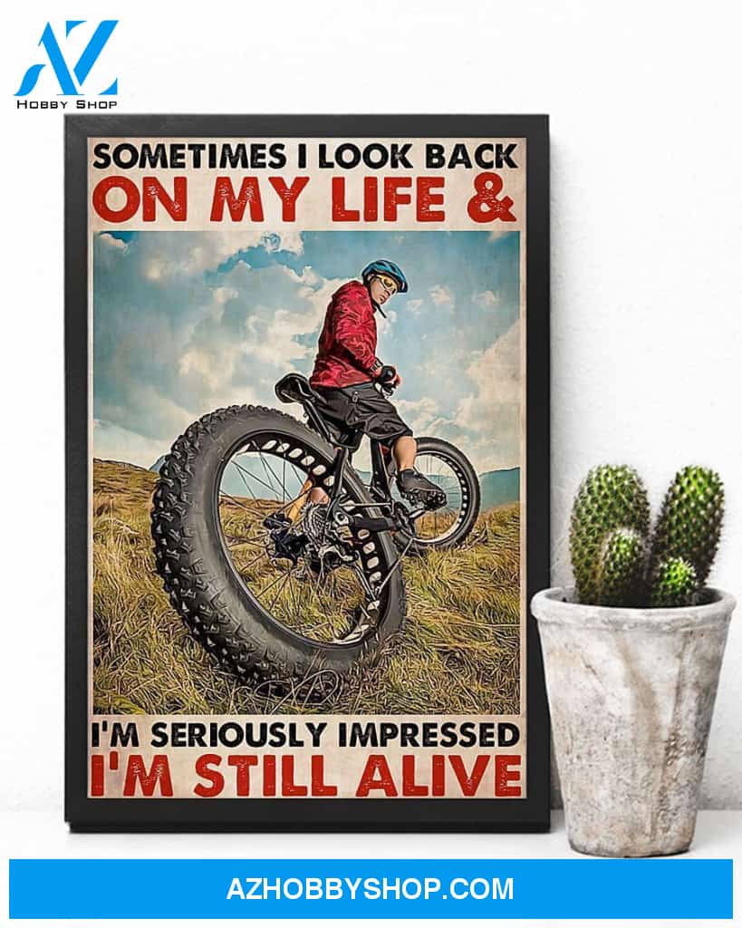 Cycling Sometimes I Look Back Vertical Canvas Wall Art, Wall Decor Visual Art