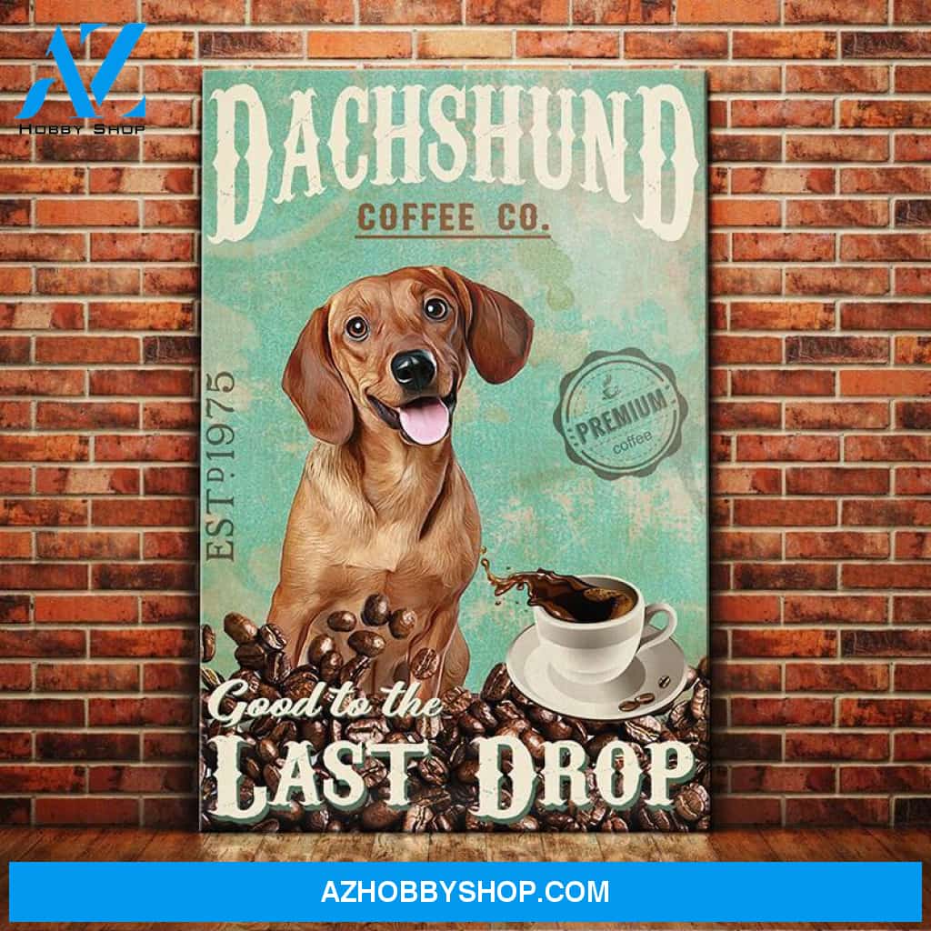 Dachshund Dog Coffee Company Canvas Wall Art, Wall Decor Visual Art