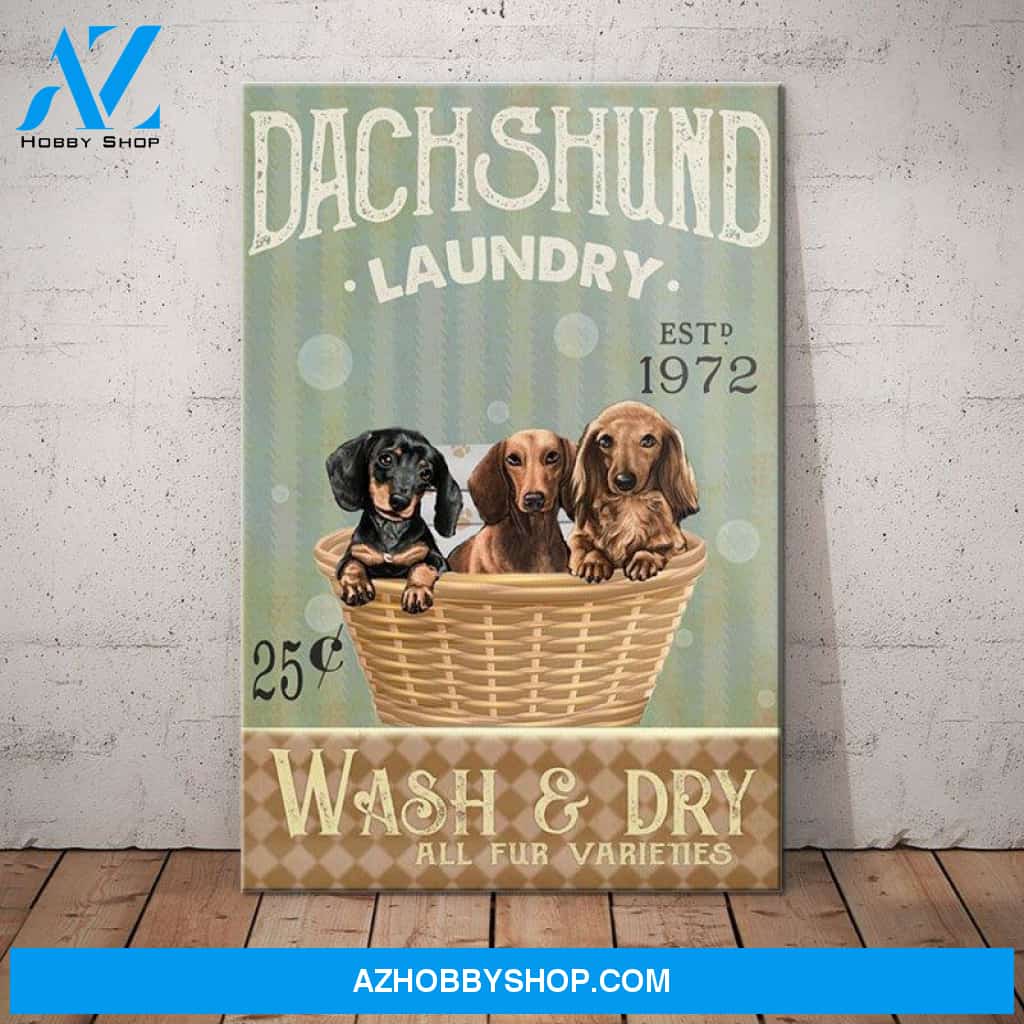 Dachshund Dog Laundry Company Canvas Wall Art, Wall Decor Visual Art
