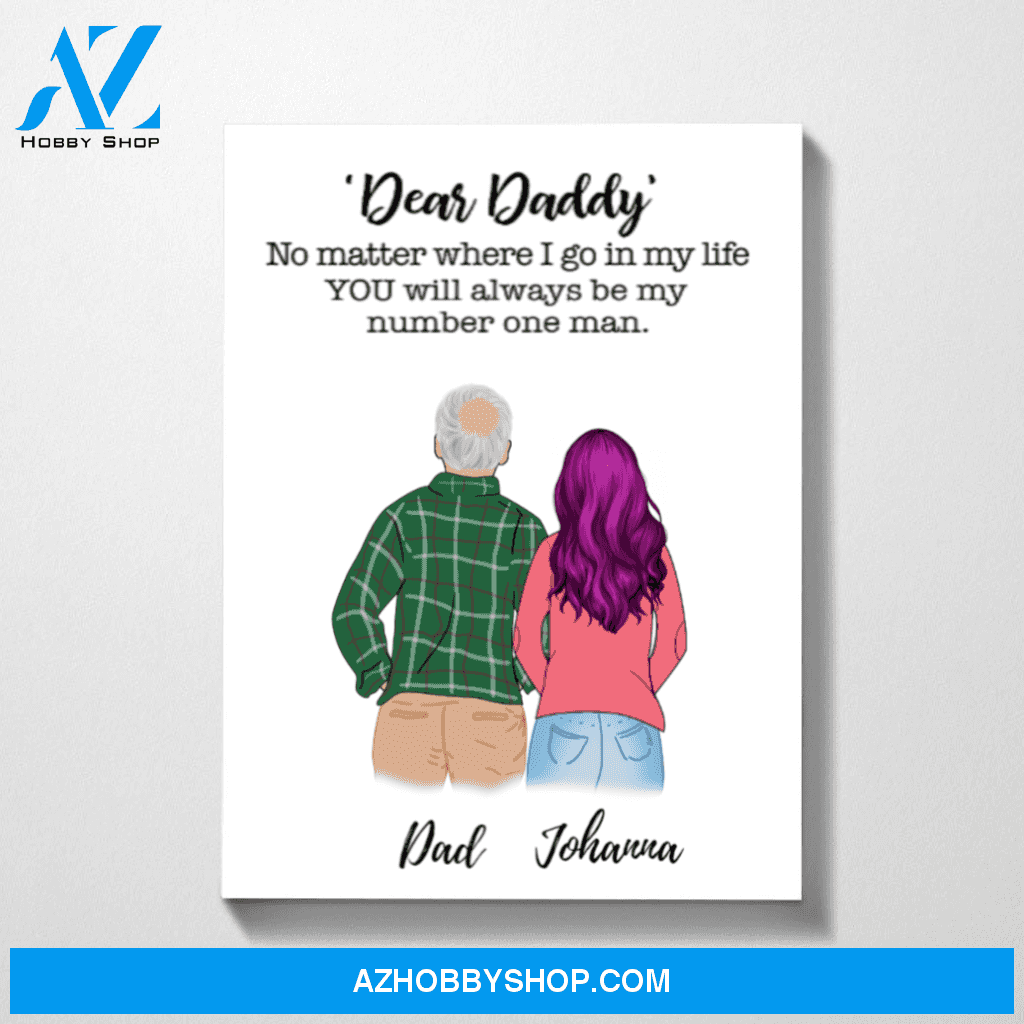 Dad and Daughter Custom Canvas Personalized Gift for Father Day