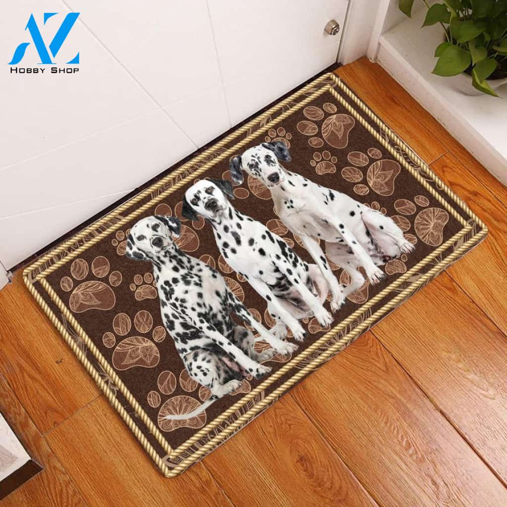 Dalmatian Flower Paw Dog Doormat