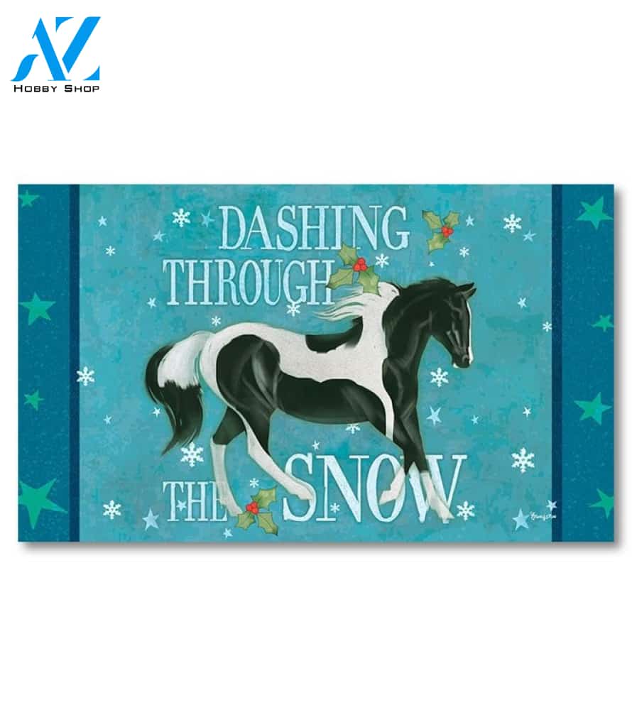 Dashing Through the Snow Horse Doormat - 18" x 30"