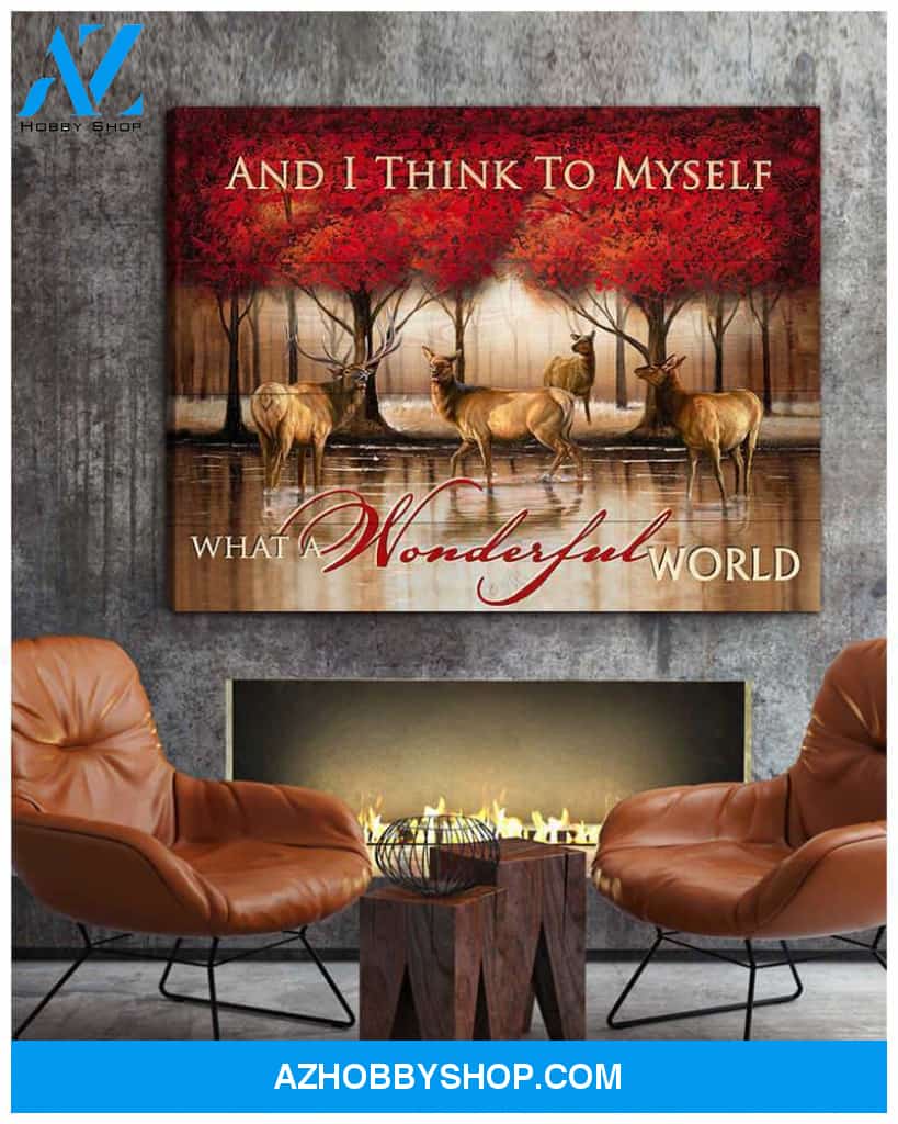 Top #72 Deer What A Wonderful World Canvas Wall Art, Wall Decor Visual Art