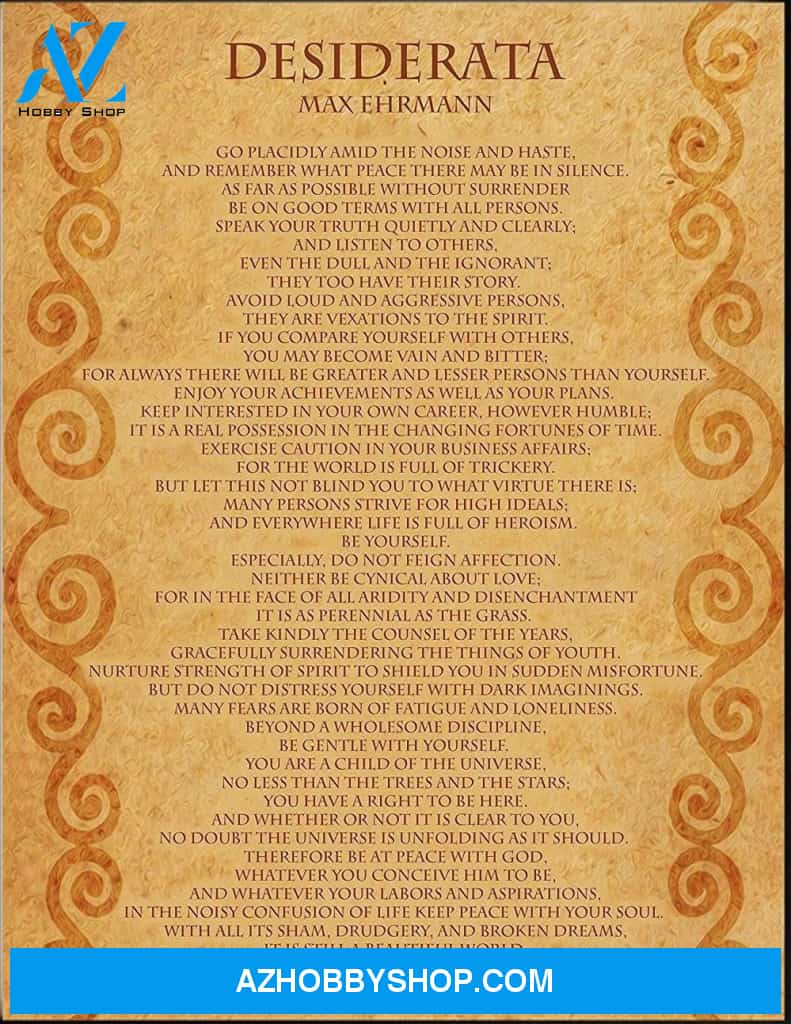 Desiderata Poem Canvas Wall Art, Wall Decor Visual Art Gift Ideas For Fan