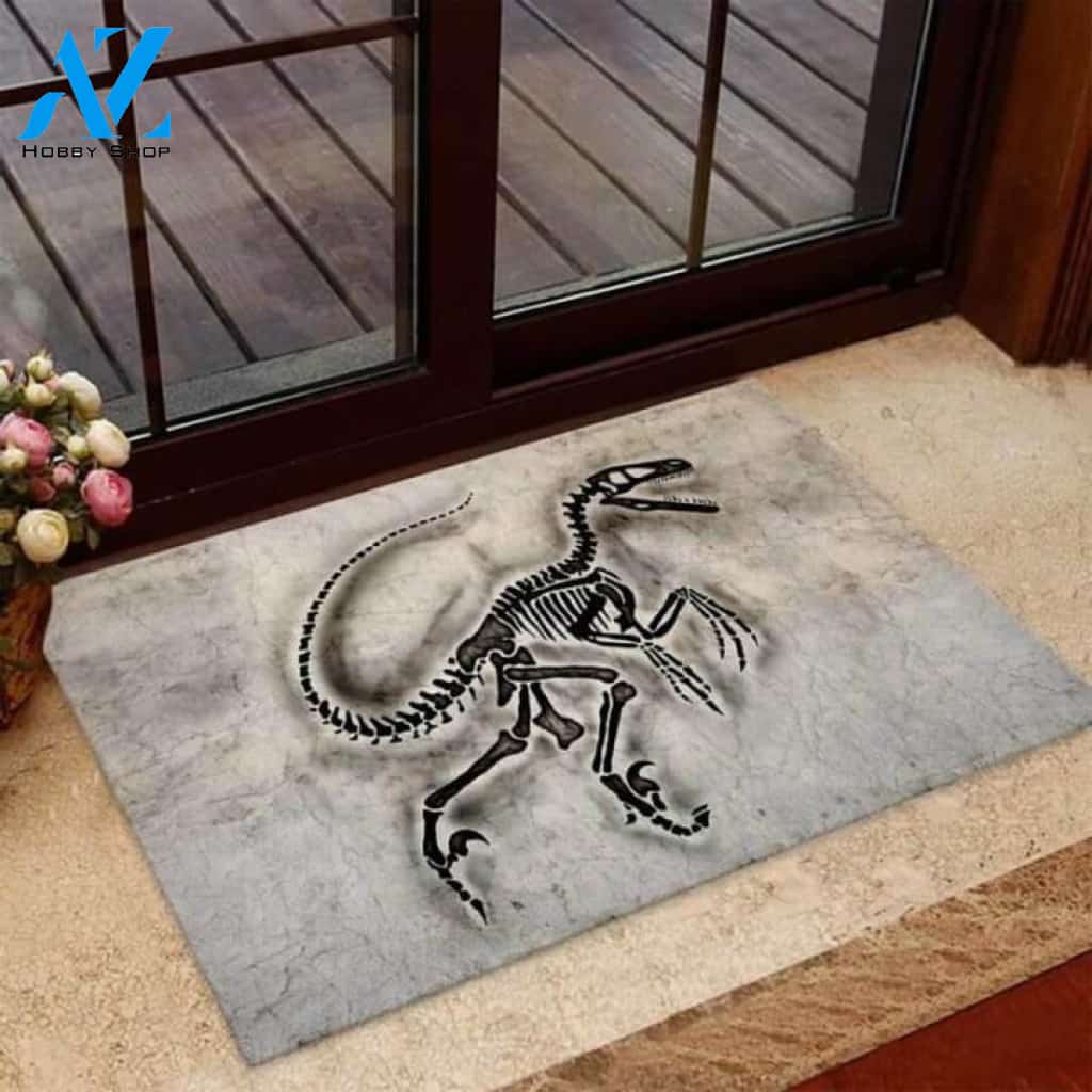 Dinosaur Fossil Metal Pattern Print Doormat | Welcome Mat | House Warming Gift