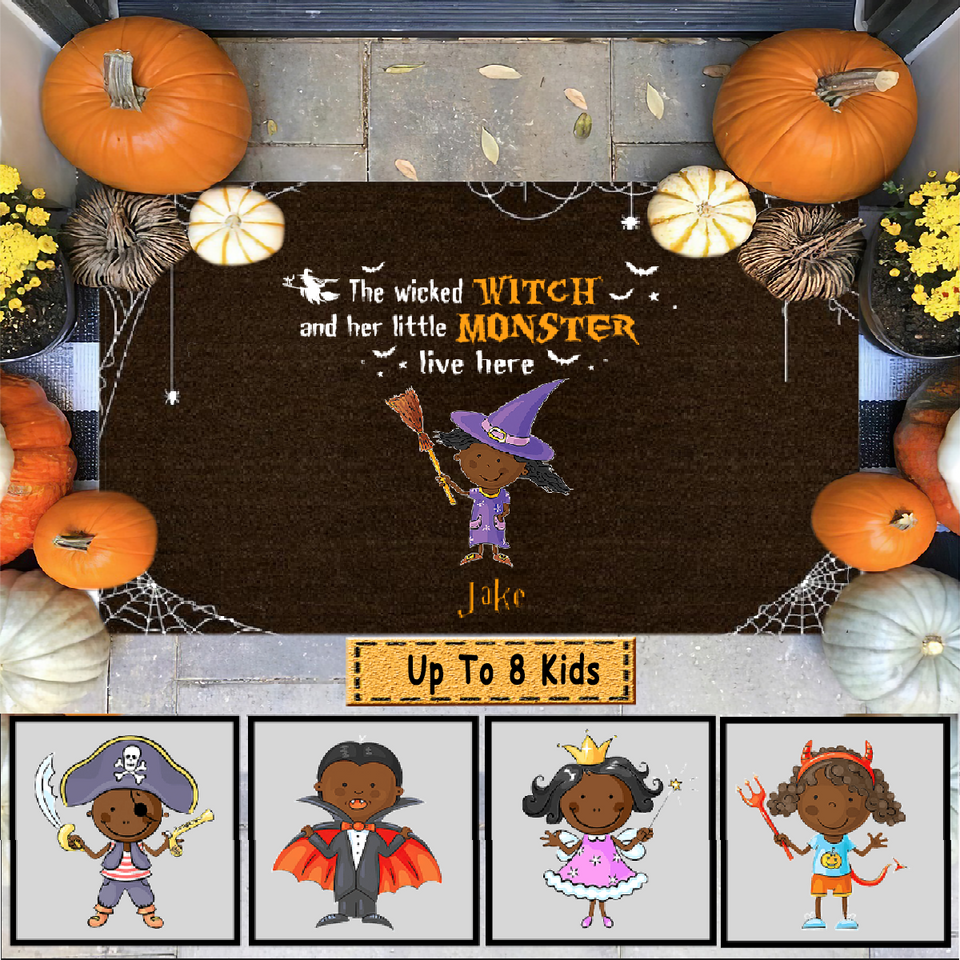 Halloween Wicked Witch And Monsters Outdoor Indoor Doormat DO0013