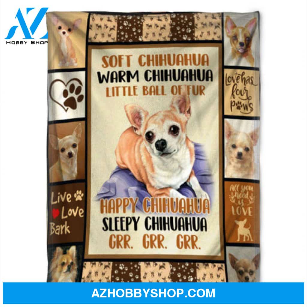Dog Blanket, All You Need Is Love, Happy Chihuahua. Gift For People Family