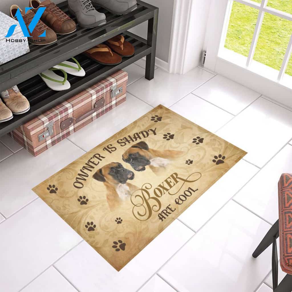 Dog - Cool Boxer Easy Clean Welcome DoorMat | Felt And Rubber | 40x60 cm | 45x75 cm | 60x90 cm | Colorful | DO1376