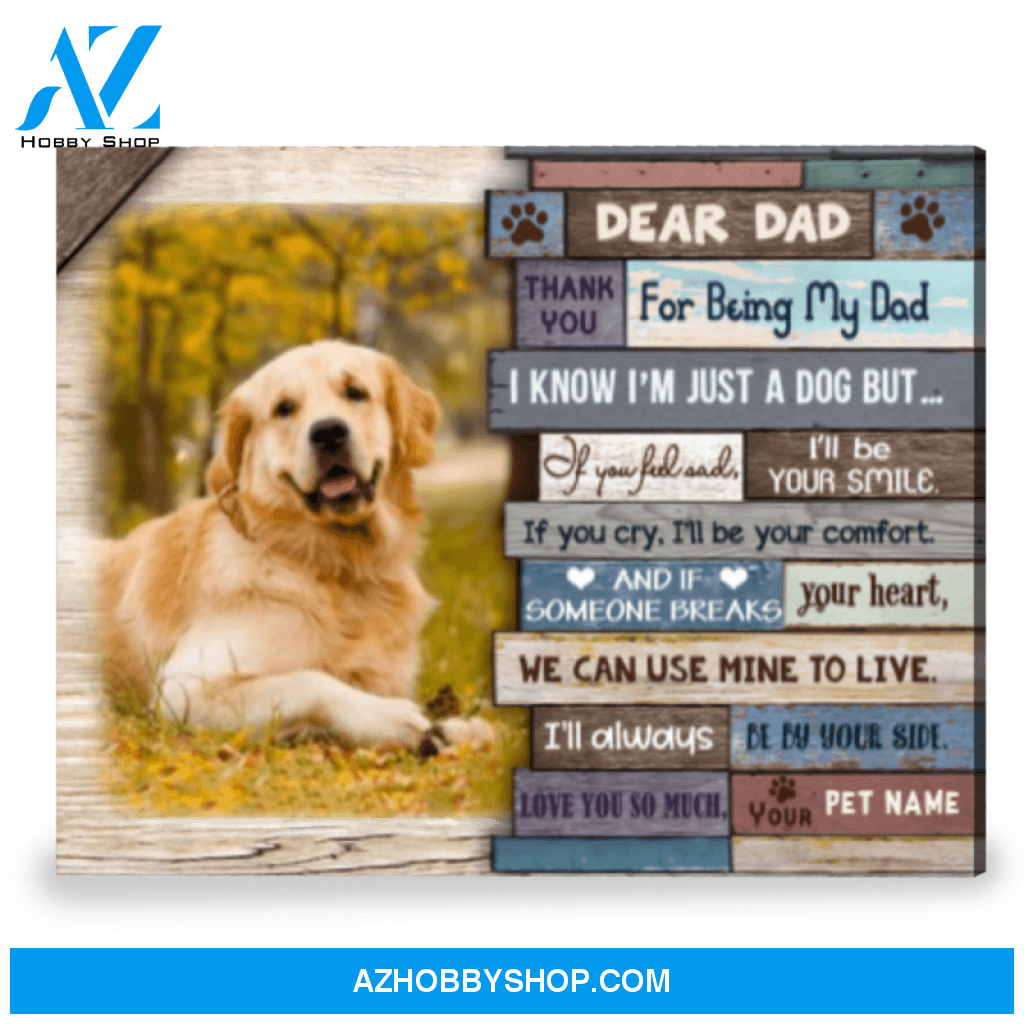 Dog Dad Gift Custom Pet Portrait Unique Gift For Father's Day Canvas Print