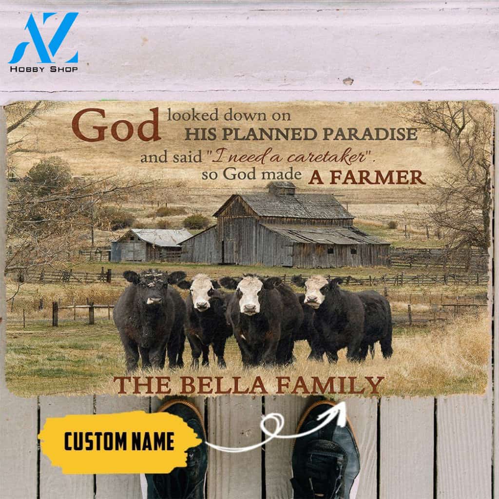 Dog Doormat 3d God Made A Farmer Custom Name Doormat