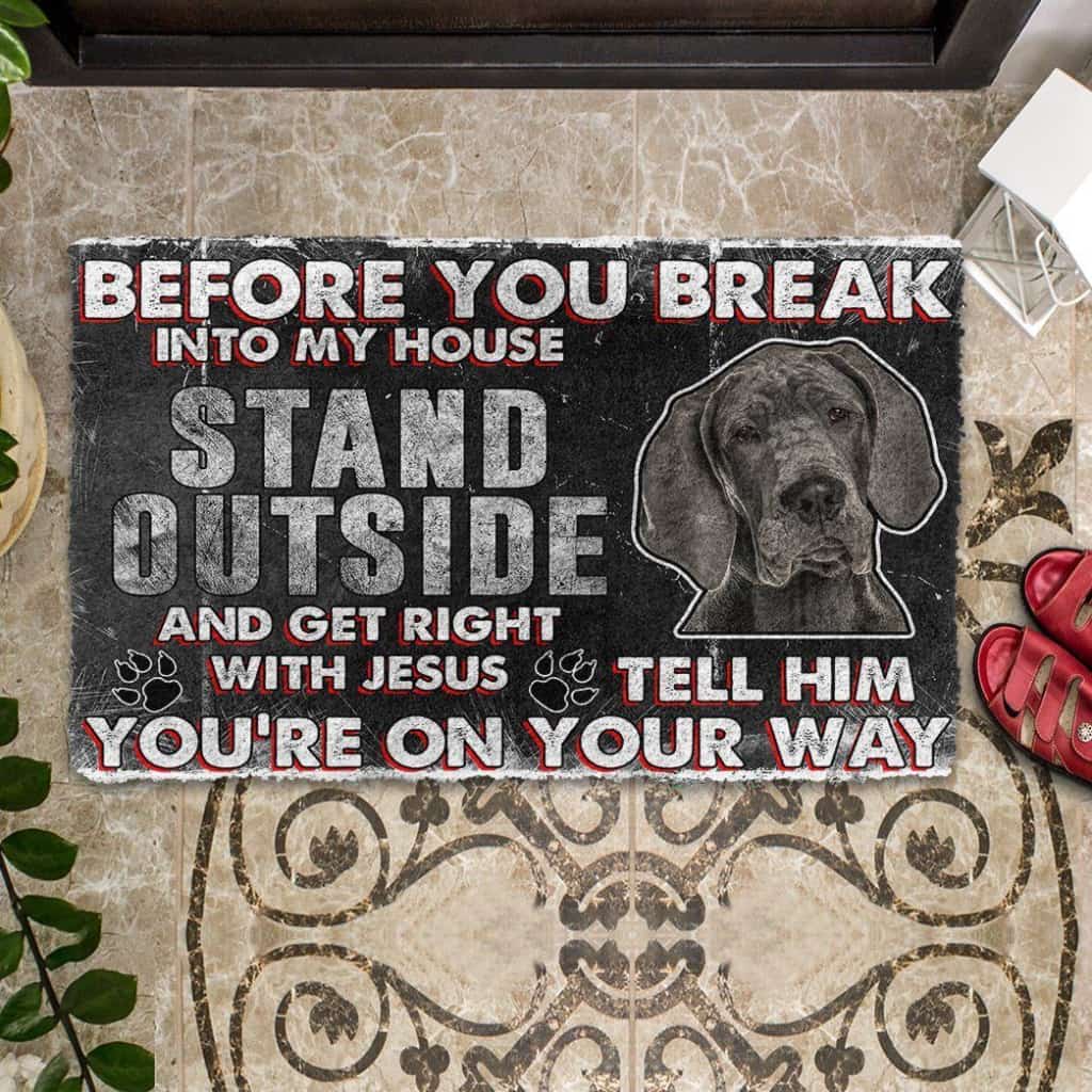 Dog Doormat 3D Great Dane Before You Break Into My House Custom Doormat