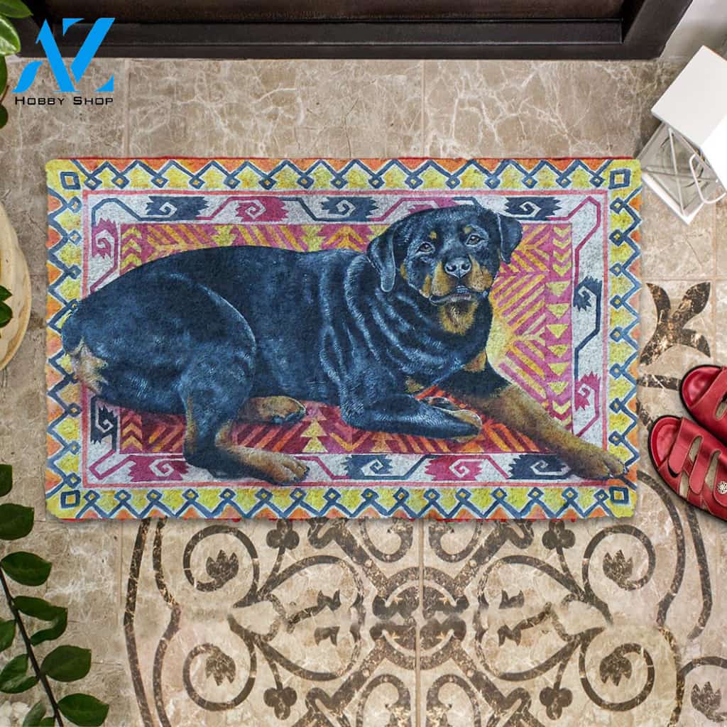 Dog Doormat 3D Happy Rottweiler Custom Doormat