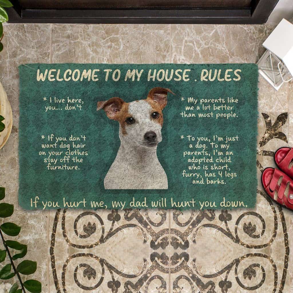 Dog Doormat 3D Jack Russell Terrier Welcome To My House Rules Custom Doormat