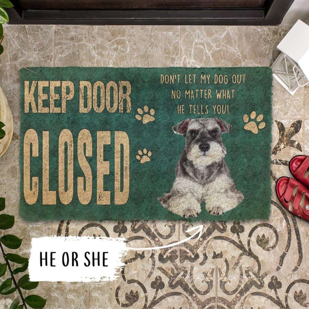 Dog Doormat 3D Keep Door Closed Miniature Schnauzers Dog Custom Gender Doormat