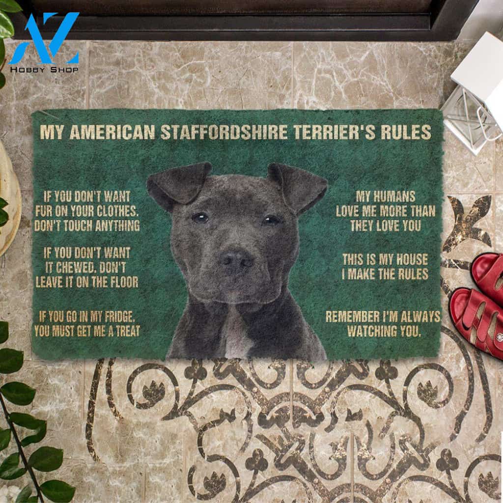 Dog Doormat 3D My American Staffordshire Terrier's Rules Doormat