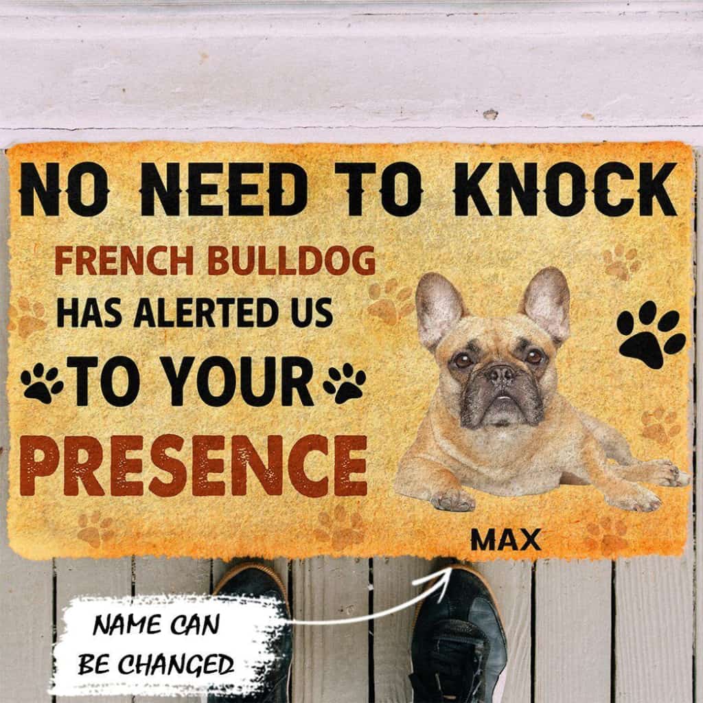 Dog Doormat 3D No Need To Knock French Bulldog Dog Custom Name Doormat