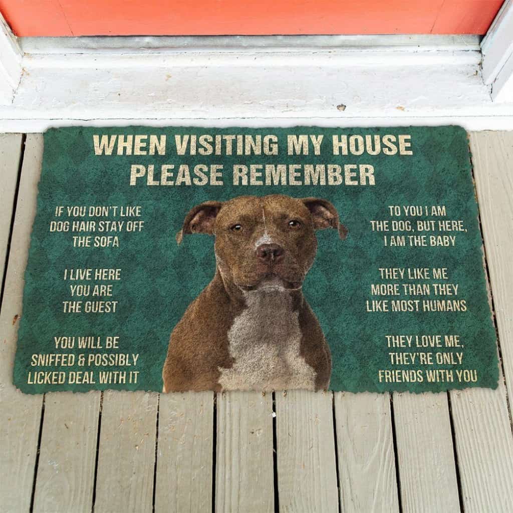 Dog Doormat 3D Please Remember American Staffordshire Terrier Dogs House Rules Custom Doormat