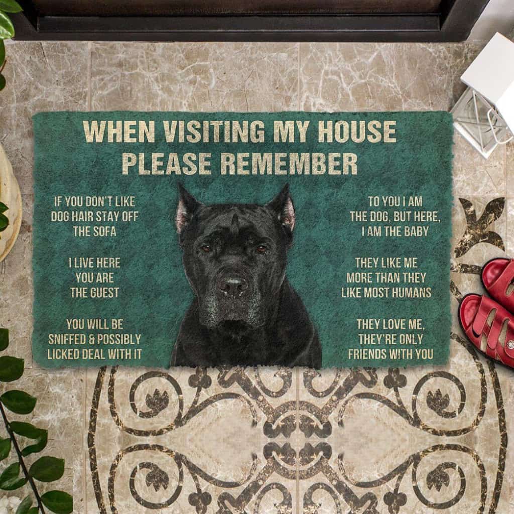 Dog Doormat 3D Please Remember Cane Corso Dogs House Rules Custom Doormat