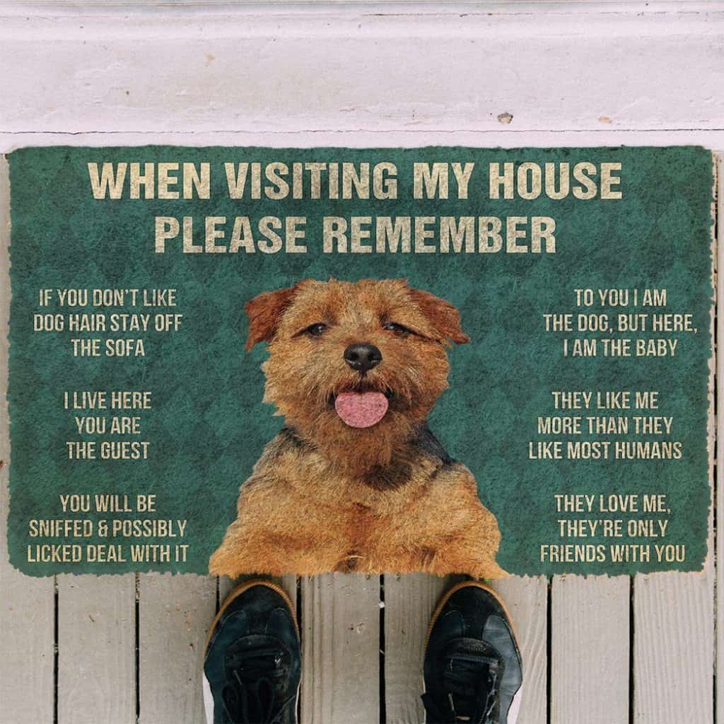 Dog Doormat 3D Please Remember Norfolk terrier House Rules Custom Doormat