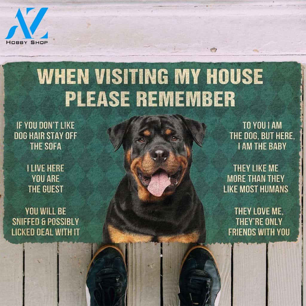 Dog Doormat 3D Please Remember Rottweiler Dog's House Rules Doormat